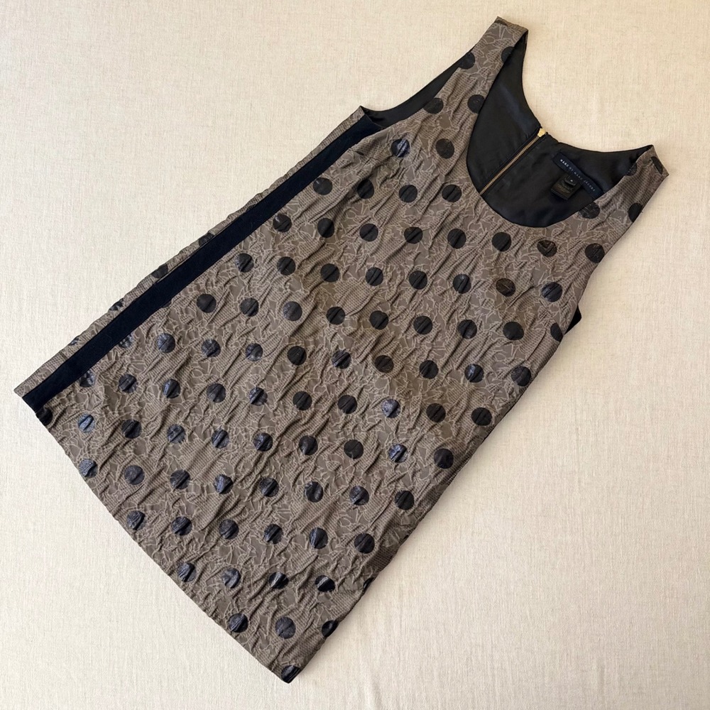 Marc by Marc Jacobs Polka Dot Lace Shift Dress Rabbit Grey Multi Pockets Size 0 - Picture 2 of 12